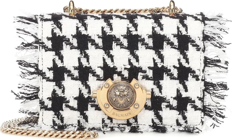 Balmain Baby Ring Box tweed shoulder bag