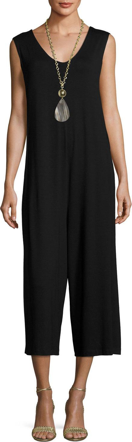 Eileen Fisher Lightweight Cropped Jersey Jumpsuit, Black