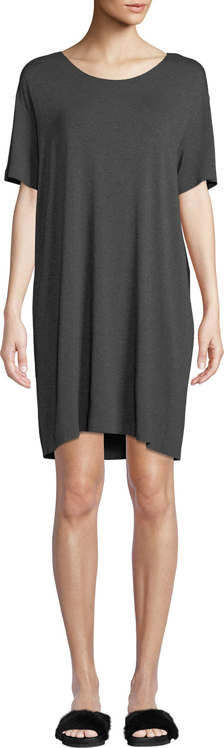 Norma Kamali Short-Sleeve Boxy Scoop-Neck Tee Dress
