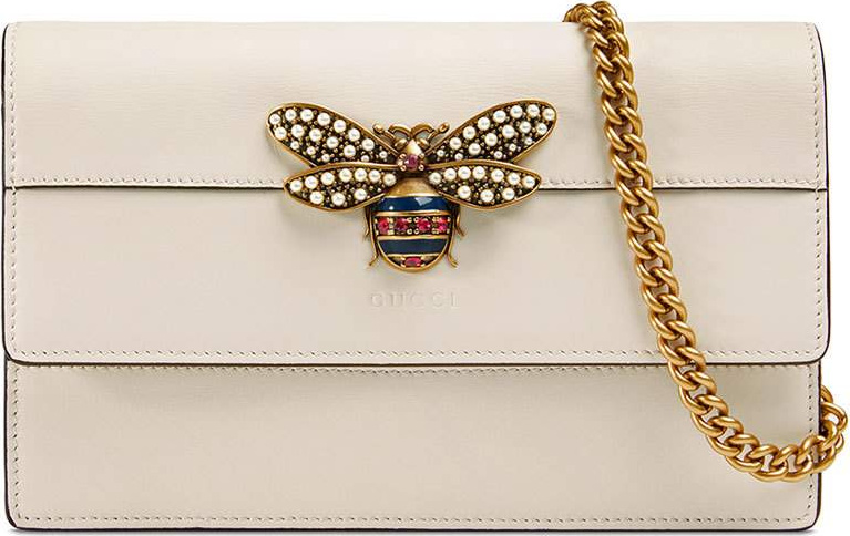 Gucci Queen Margaret Leather Bee Wallet On Chain Bag
