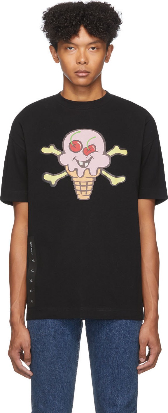 Palm Angels Black ICECREAM Edition Skull T-Shirt