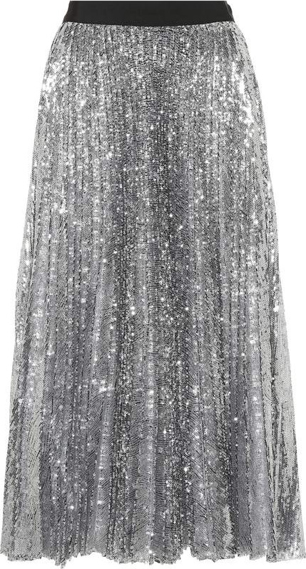 MSGM Pleated sequinned midi skirt