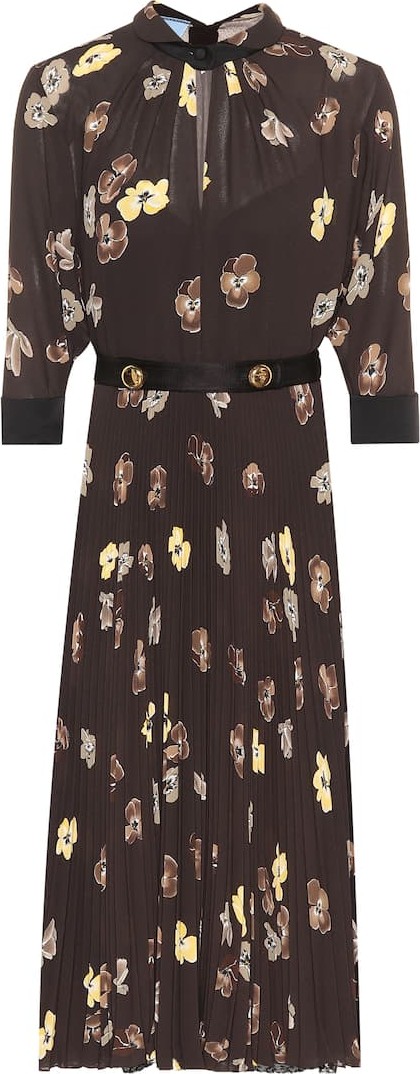 Prada Pleated floral midi dress