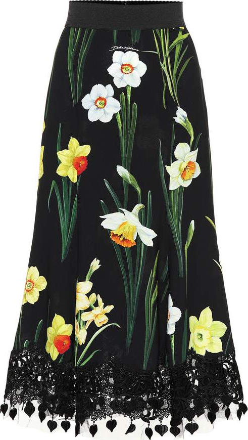 Dolce & Gabbana Floral-printed cady skirt