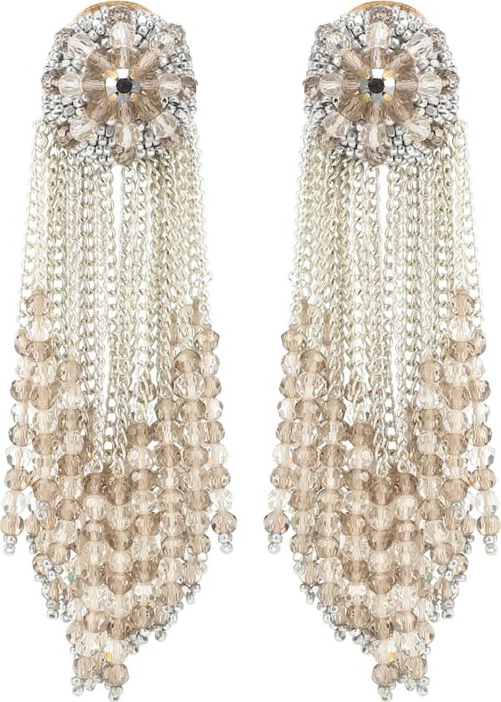 Oscar De La Renta Glass crystal drop clip-on earrings