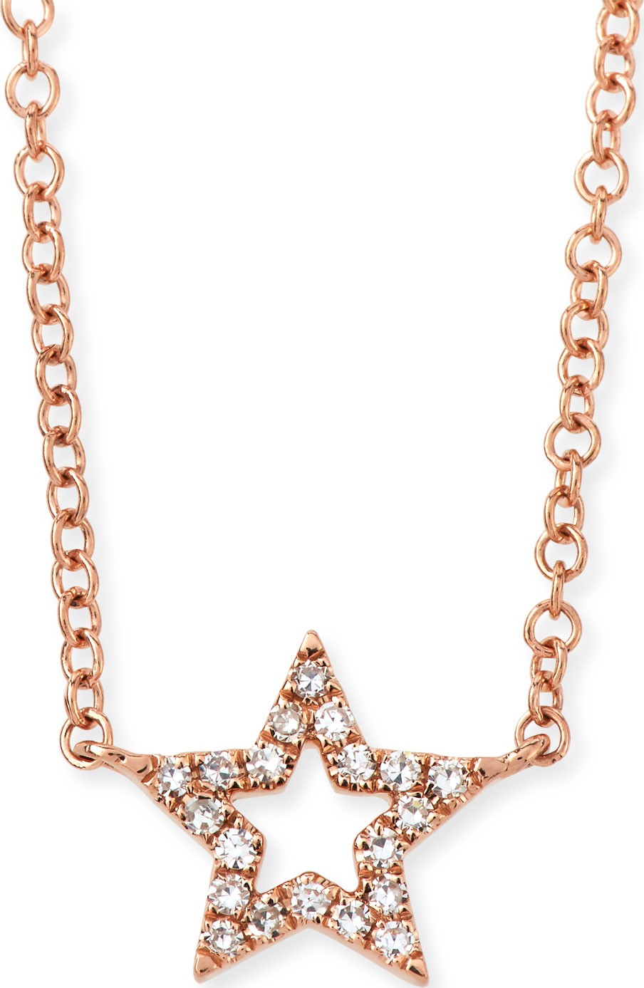 EF Collection 14k Rose Gold Diamond Open Star Necklace