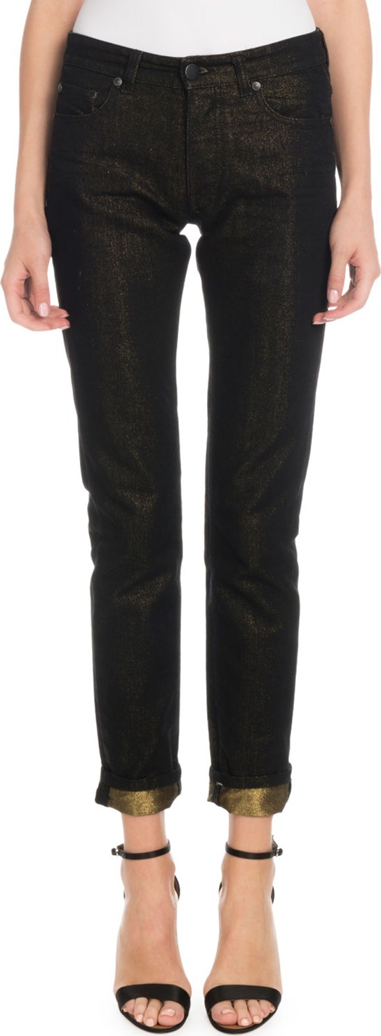VICTORIA, VICTORIA BECKHAM Skinny-Leg Jeans w/ Metallic Roll Cuff VICTORIA, VICTORIA BECKHAM Skinny-Leg Jeans w/ Metallic Roll Cuff