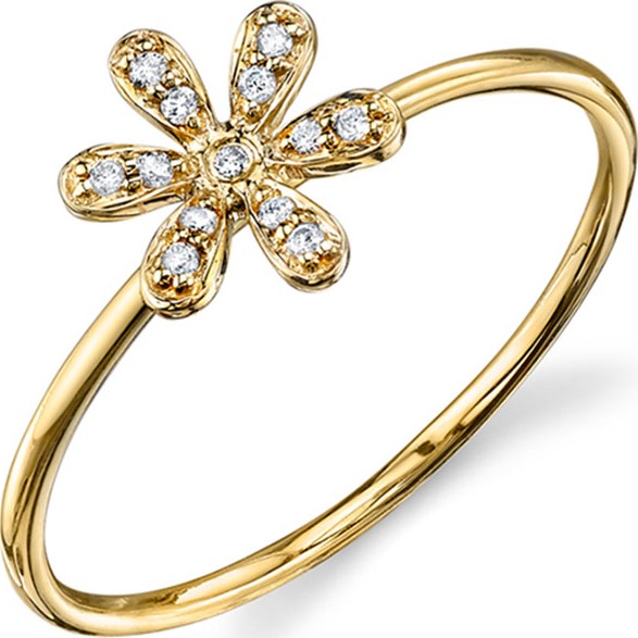 Sydney Evan 14k Diamond Flower Ring  Size 6.5