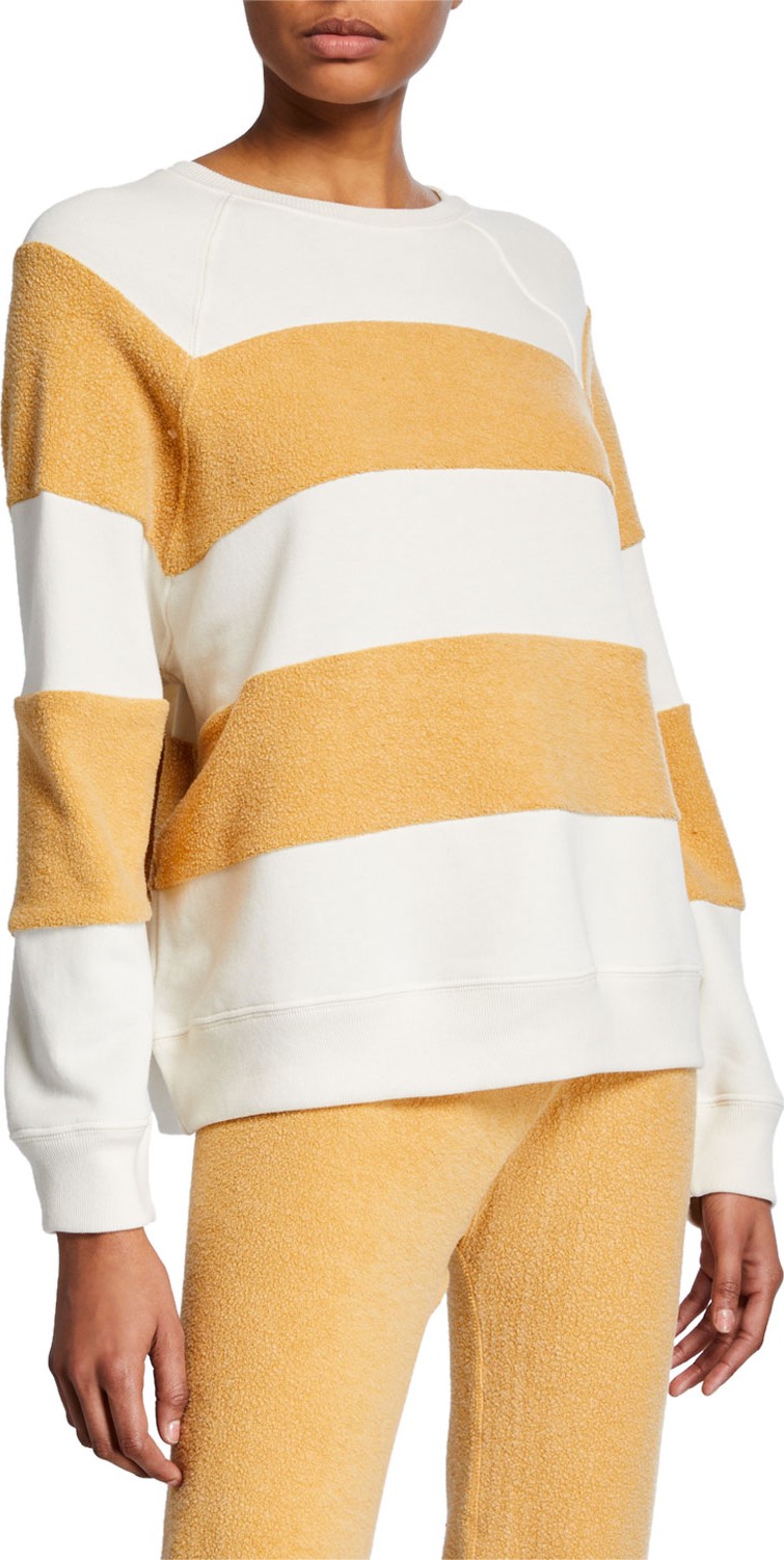 THE GREAT. The Sherpa Stripe Slouchy Pullover Sweatshirt