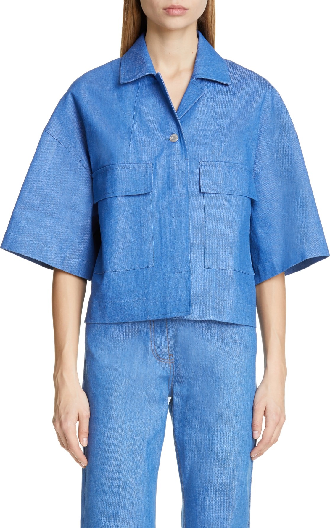 Dries Van Noten Valimera Crop Sleeve Denim Jacket