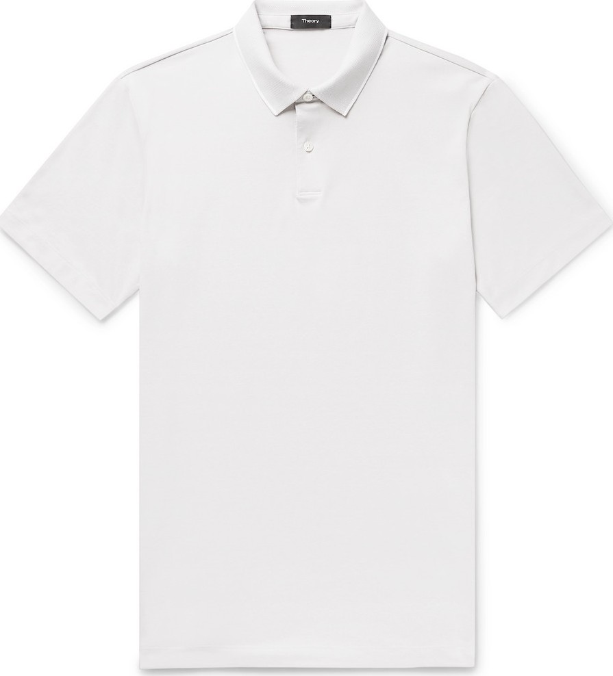 Theory Standard Contrast-Tipped Cotton-Blend Jersey Polo Shirt