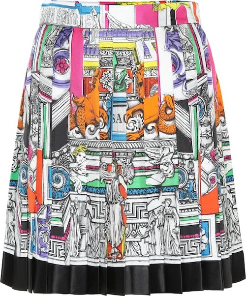 Versace Pleated silk twill miniskirt