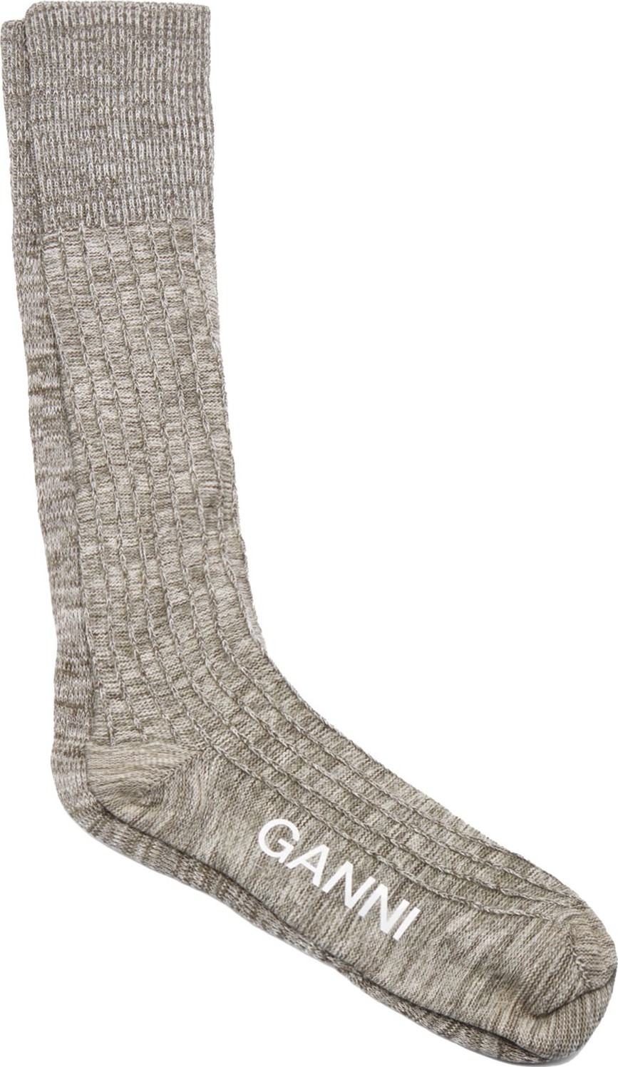 Ganni Classon ribbed mélange cotton-blend socks