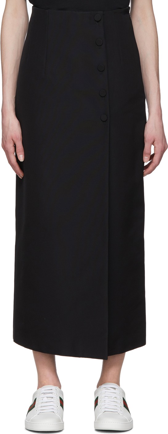 Gucci Black Faille Slit Skirt