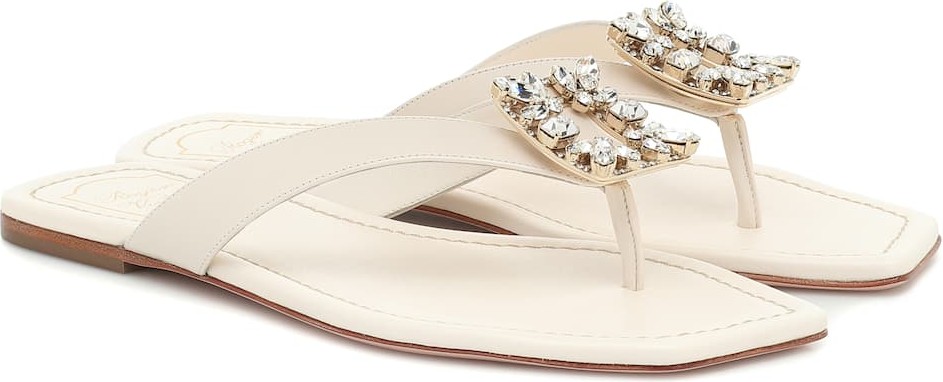 Roger Vivier Embellished leather thong sandals