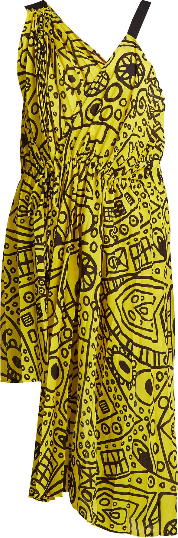 Colville Abstract-print asymmetric tie-waist dress