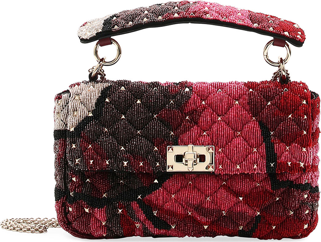 Valentino Spike.It Medium Shoulder Bag with Sequin Macro Flower