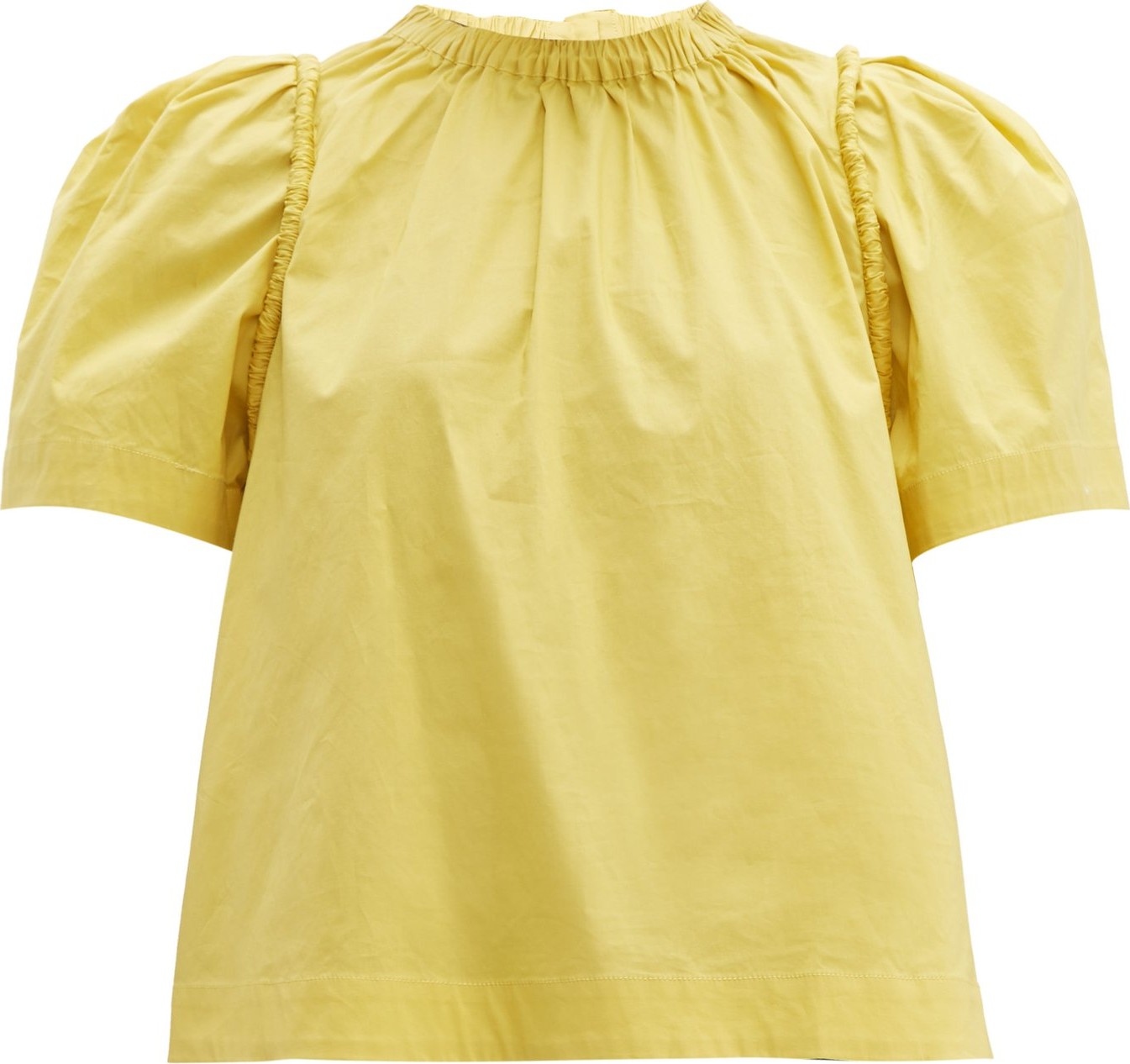 SEA Luna puff-sleeve cotton-poplin blouse