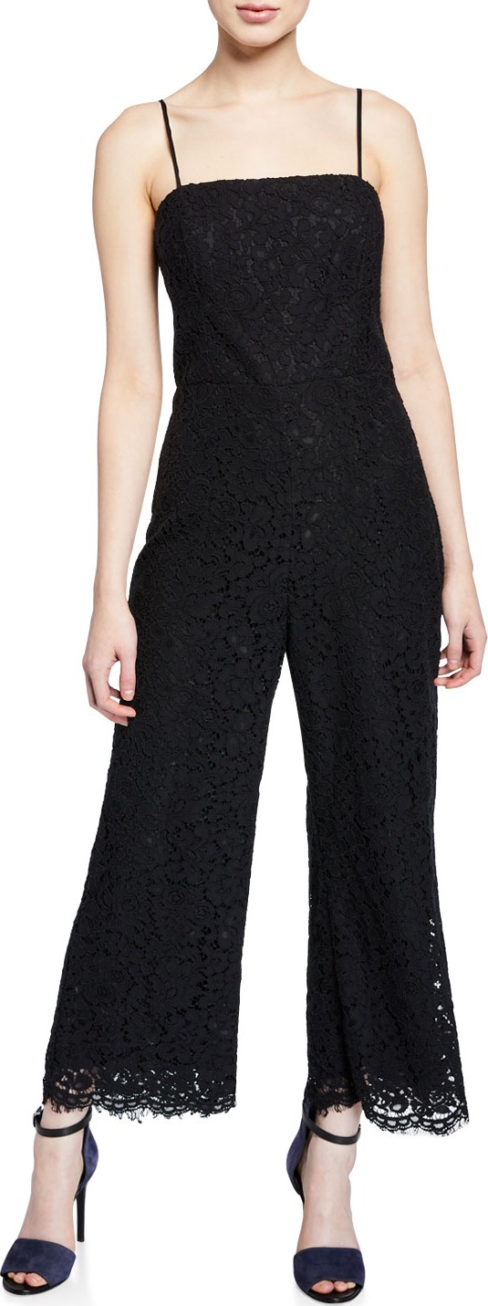 Bardot Sienna Sleeveless Cropped Scallop Lace Jumpsuit