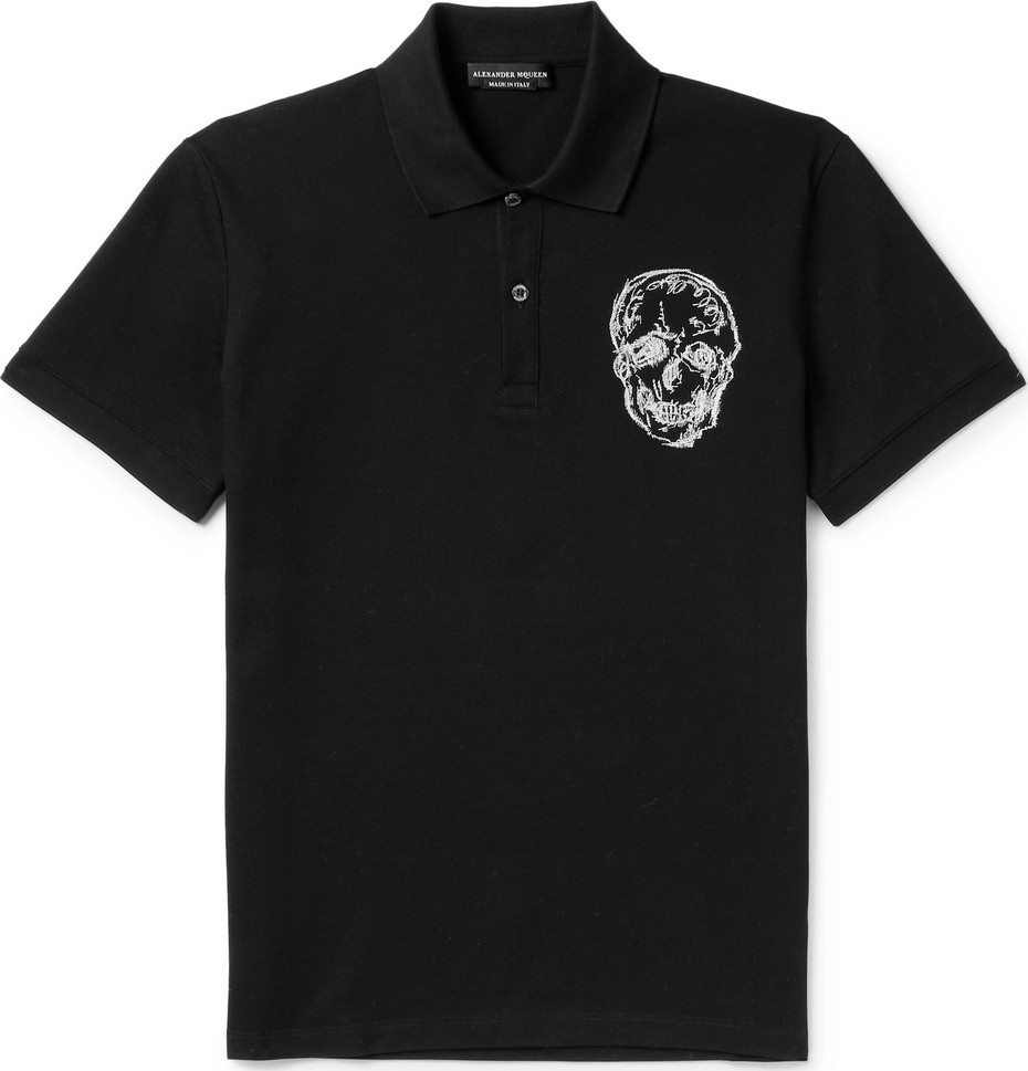 Alexander McQueen Slim-Fit Embroidered Cotton-Piqué  Polo Shirt