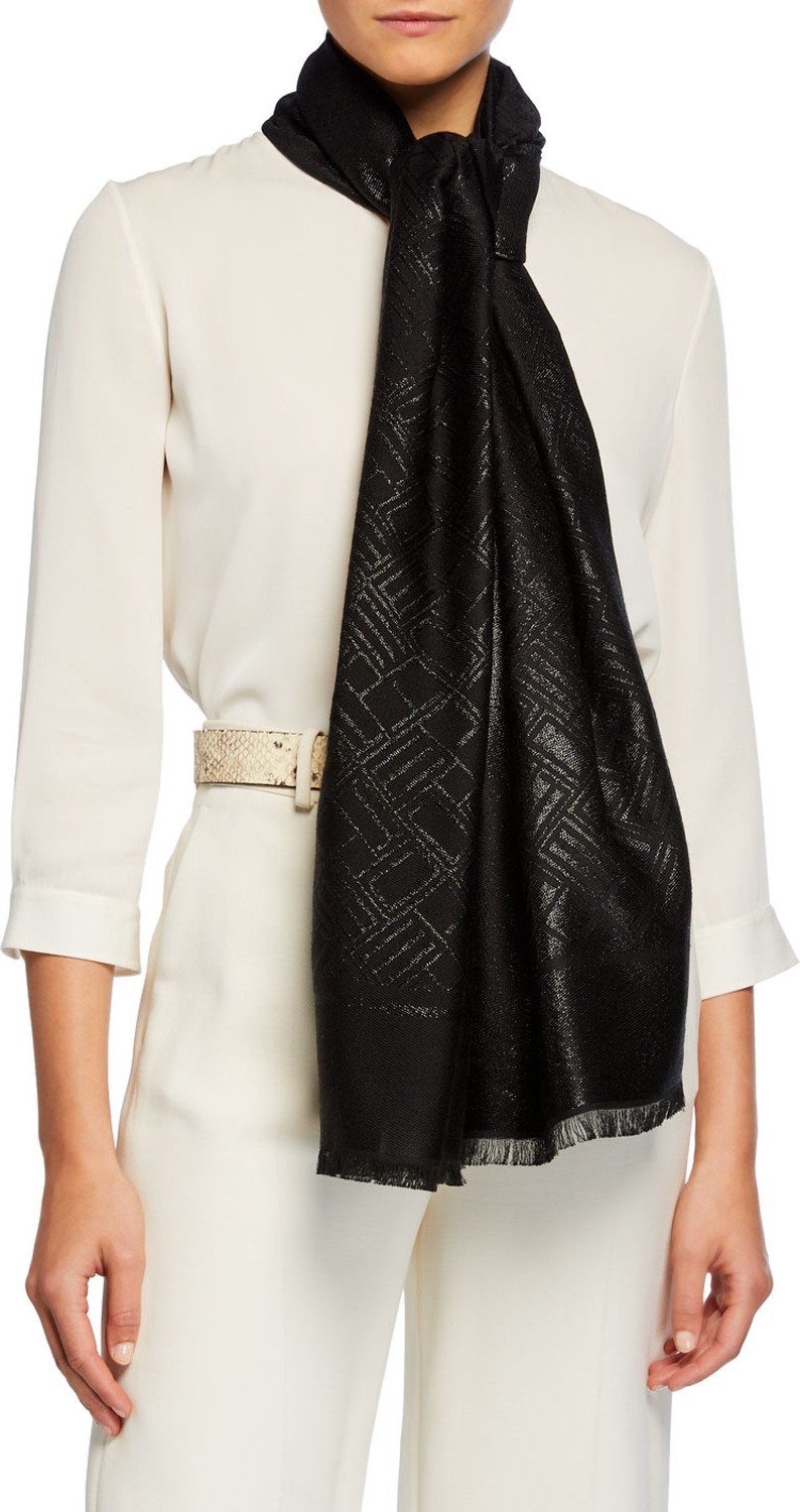 Etro Tonal Lurex Logo Scarf