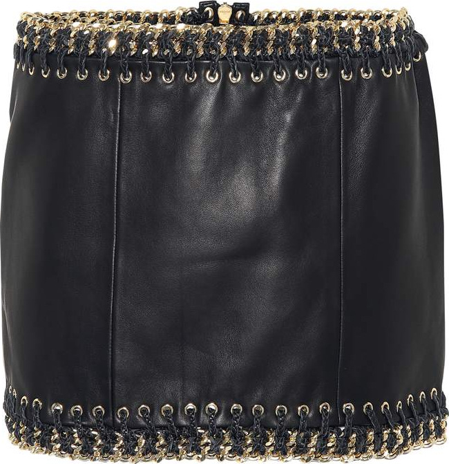 Balmain Leather embellished miniskirt