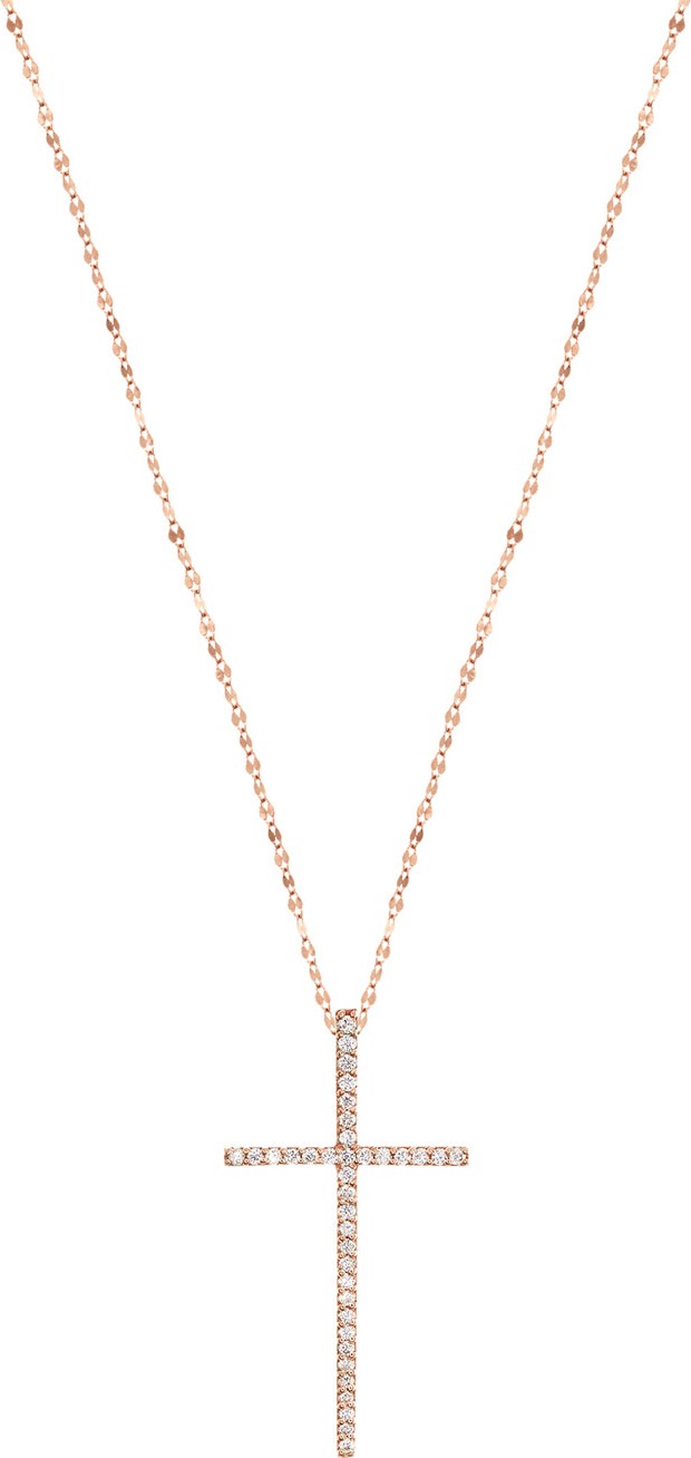 Lana Flawless Diamond Cross Pendant Necklace in 14K Rose Gold