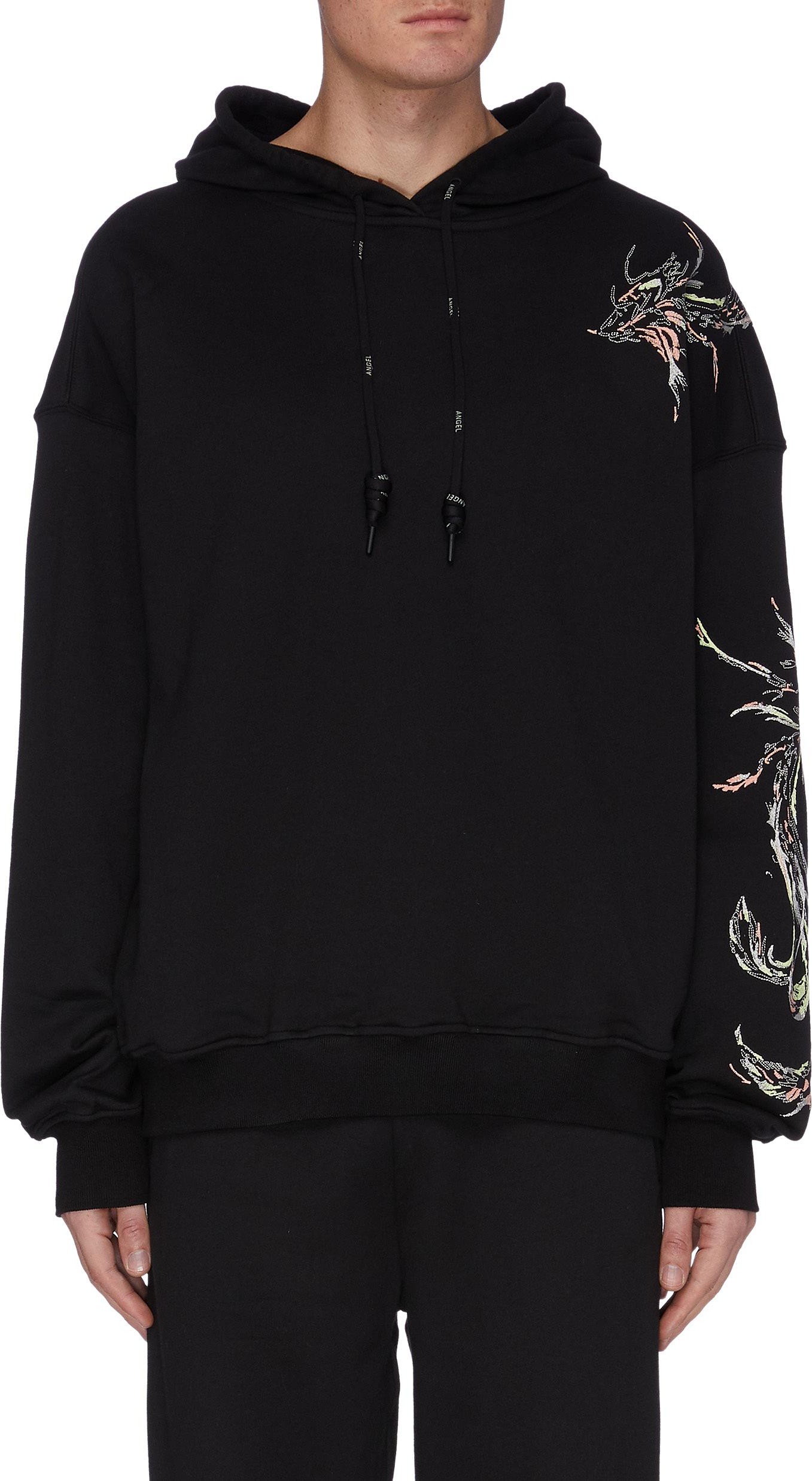 Angel Chen Rosefinch Embroidered Black Hoodie