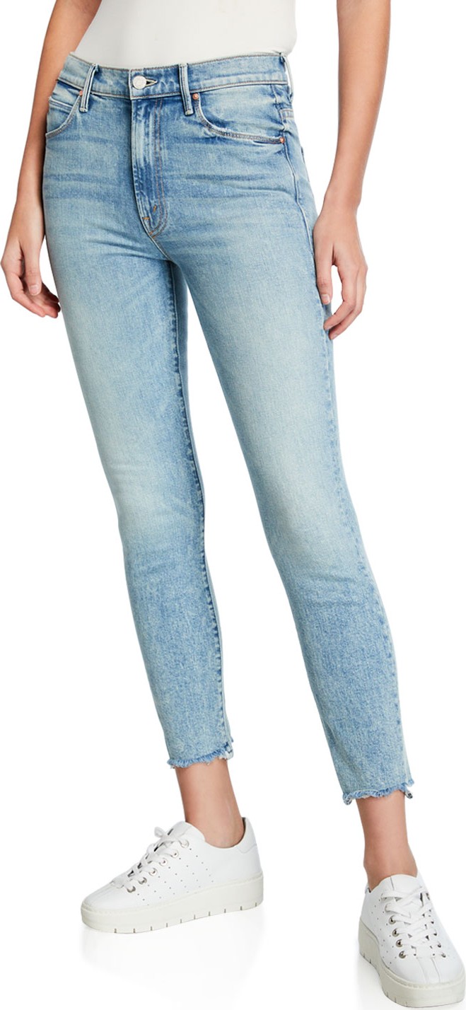 MOTHER The Stunner Chewed-Hem Ankle Skinny Jeans