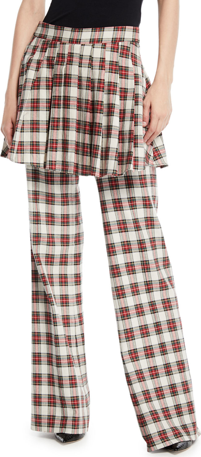 Maggie Marilyn She Is In Charge Skirted Wide-Leg Plaid Pants