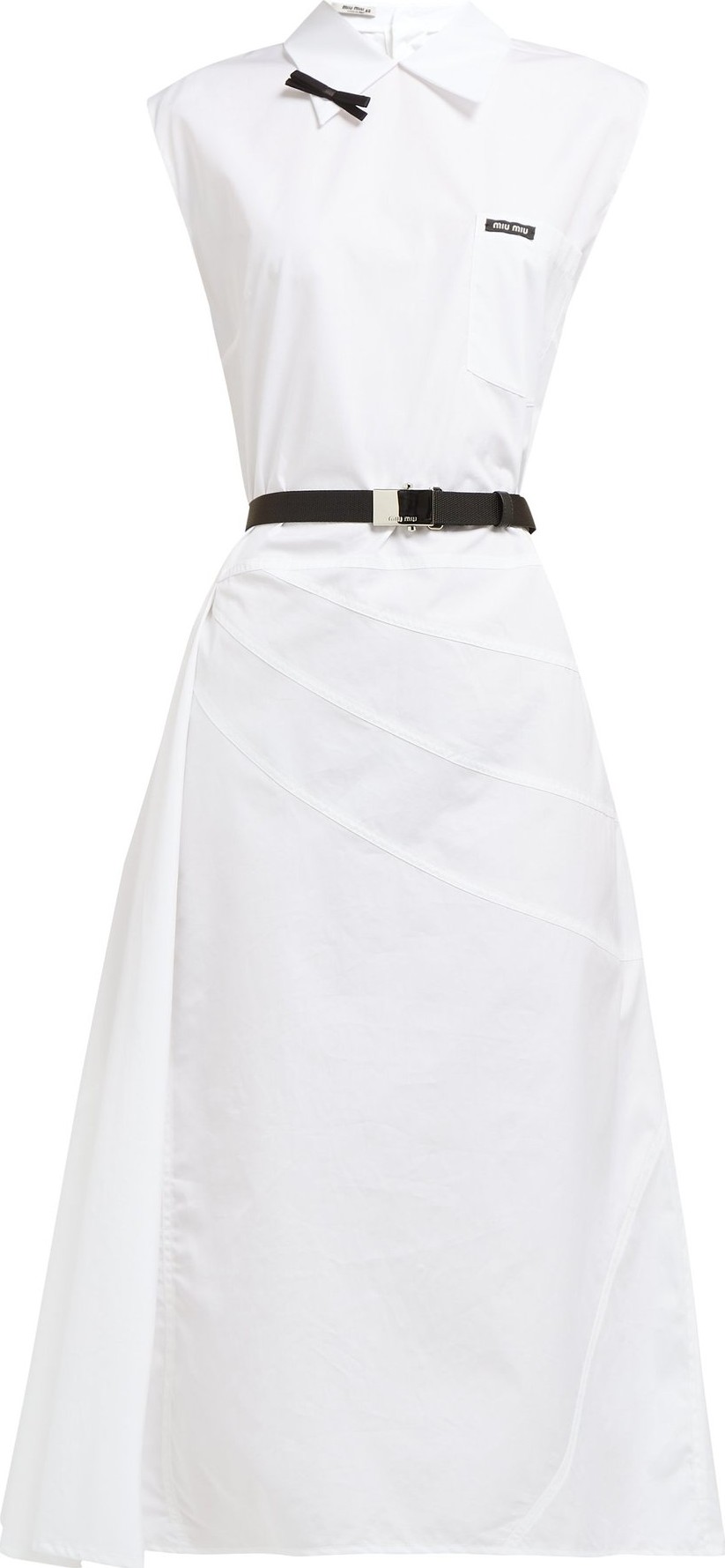 Miu Miu Belted cotton midi dress