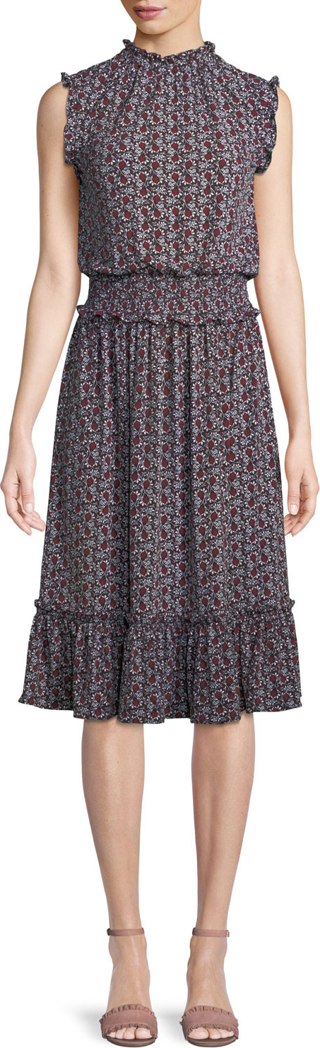 MICHAEL MICHAEL KORS Tulip Smocked-Waist Sleeveless Dress