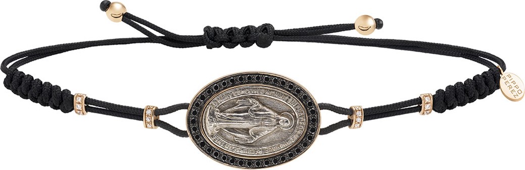 Pippo Perez 18k White Gold Black Diamond Holy Mary Bracelet