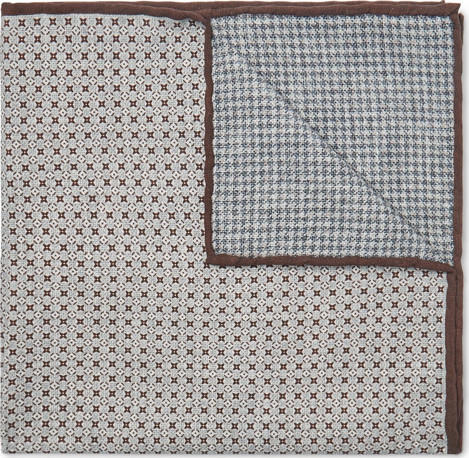 Brunello Cucinelli Reversible Printed Silk Pocket Square Brunello Cucinelli Reversible Printed Silk Pocket Square