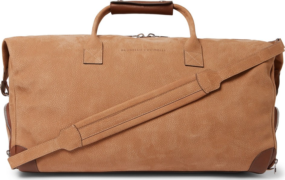 Brunello Cucinelli Leather-Trimmed Nubuck Holdall