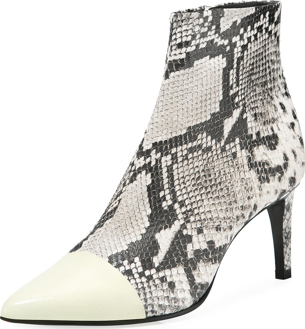 Rag & Bone Beha Snake-Print Leather Cap-Toe Booties