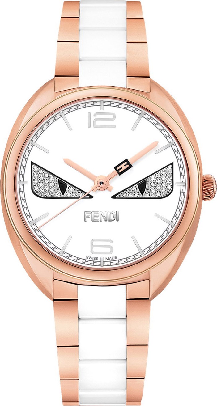 Fendi Stainless Steel Fendi Diamond Bug Watch, Rose