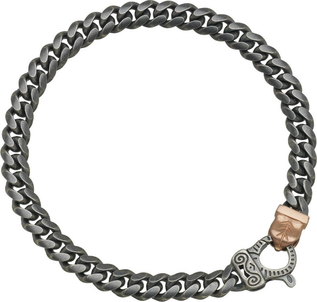 Marco Dal Maso Men's Flaming Tongue Oxidized Silver Chain Bracelet w/ 18k Pink Gold-Plate Clasp
