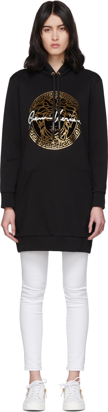 Versace Black Medusa Signature Hoodie Dress