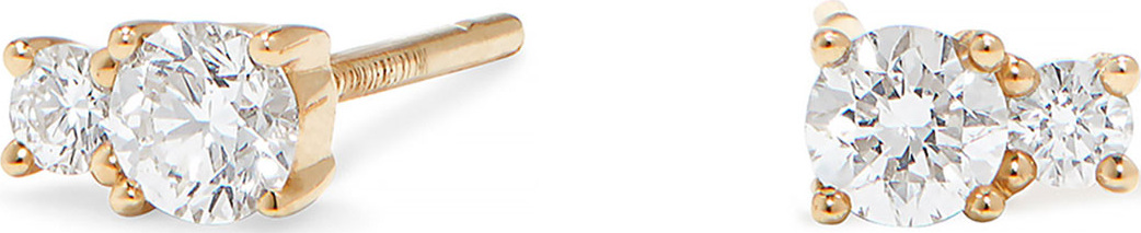 Lana 14k Gold Double-Diamond Stud Earrings