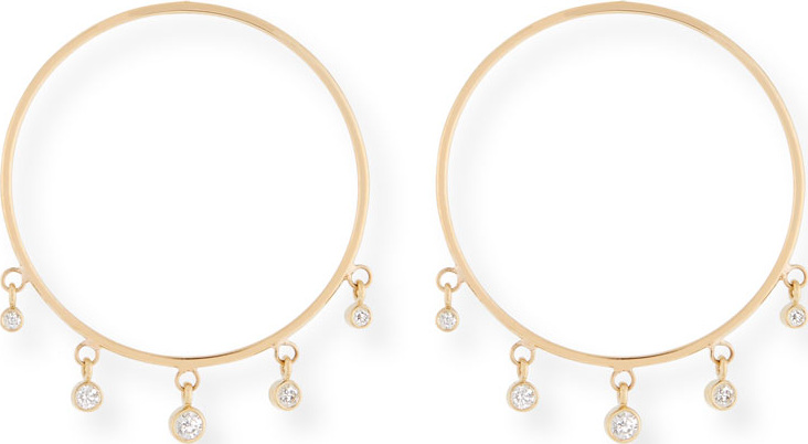 Zoe Chicco 14k Front-Facing Diamond Dangle Hoop Earrings