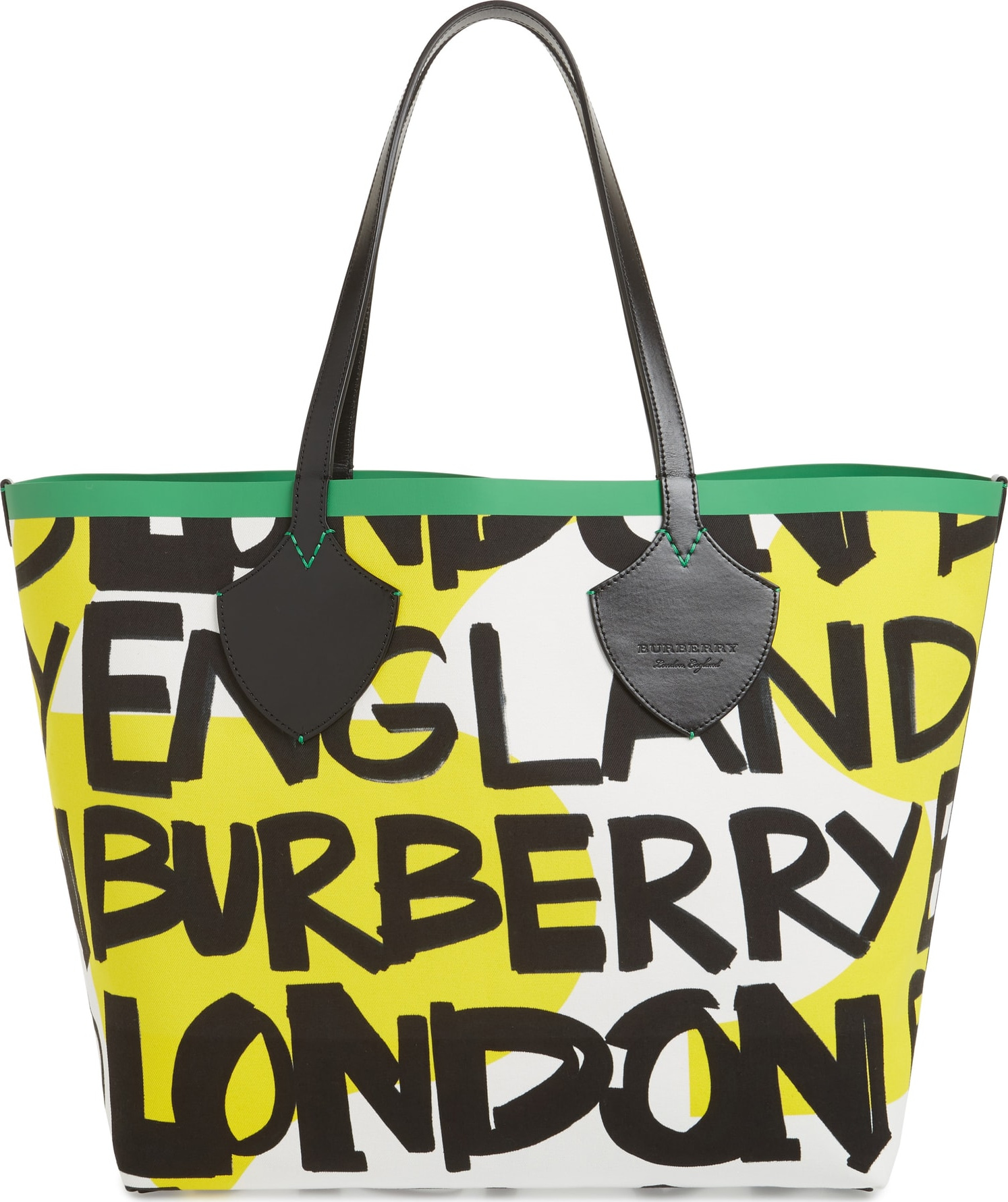 Burberry London England Giant Graffiti Print Reversible Tote