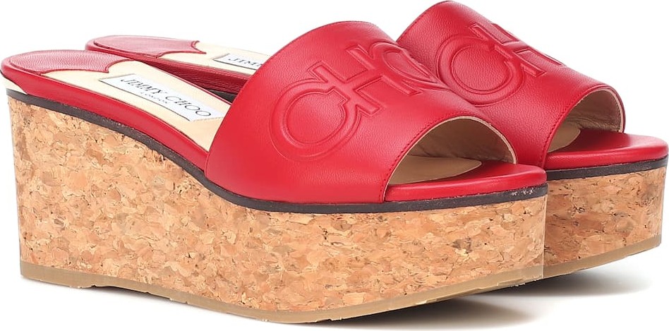 Jimmy Choo Deedee 80 leather wedge sandals