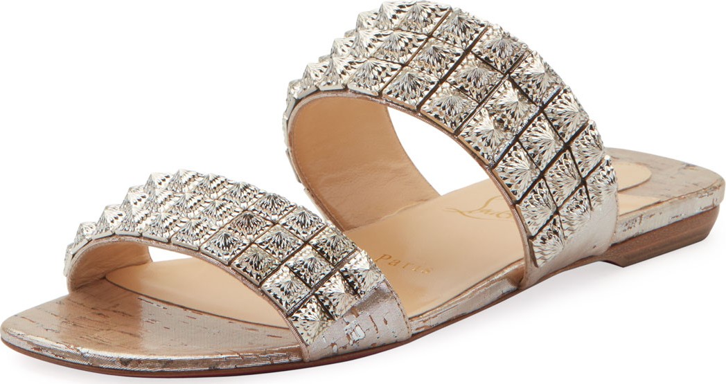 Christian Louboutin Myriadiam Flat Cork Red Sole Slide Sandals