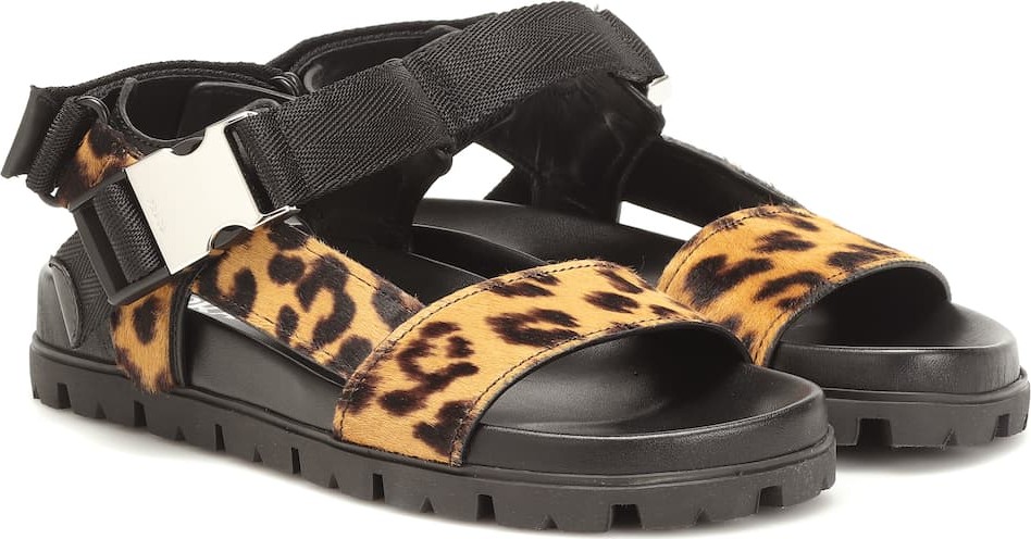 Prada Leopard-print calf-hair sandals