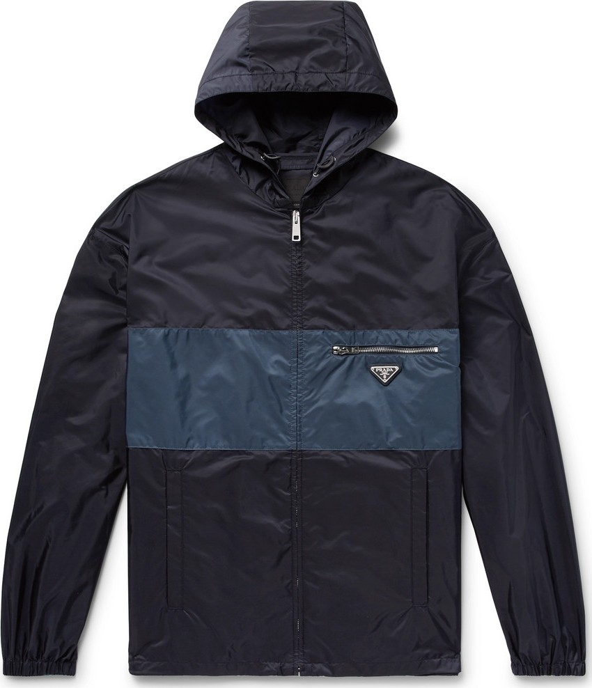 Prada Striped Shell Hooded Jacket