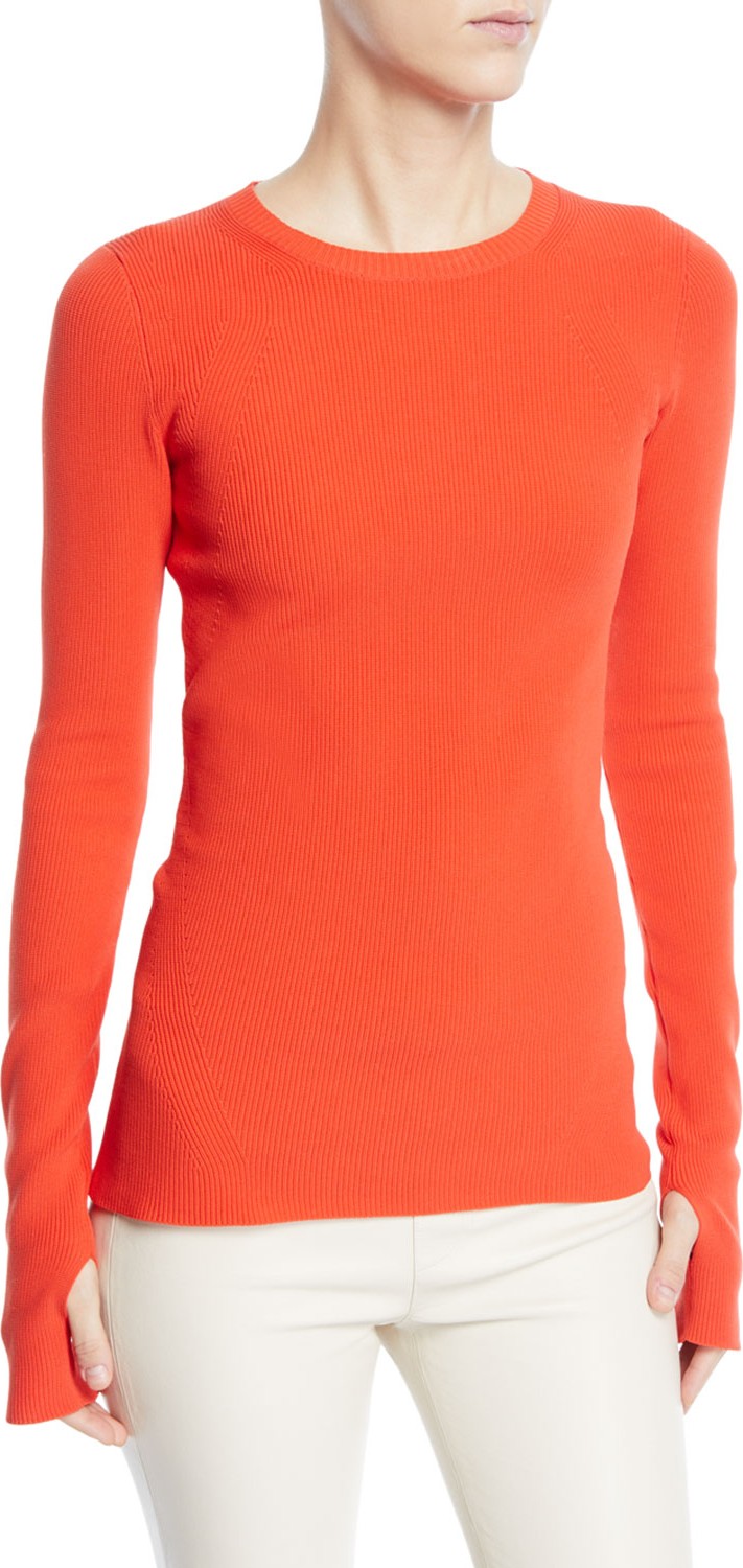 Helmut Lang Long-Sleeve Ribbed Knit Sweater