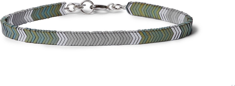 Isabel Marant Herringbone Silver-Tone Hematite Bracelet