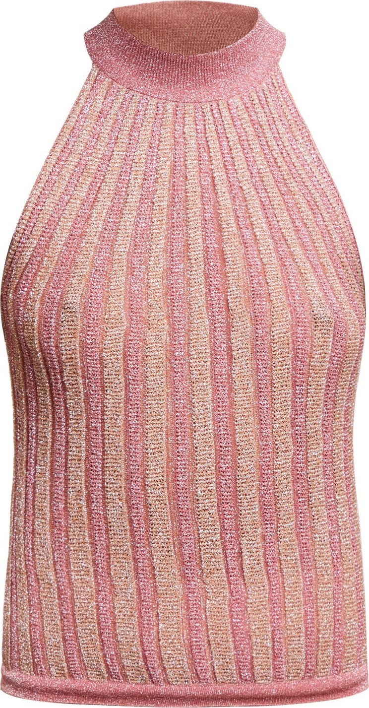 Missoni Striped ribbed-knit lamé top