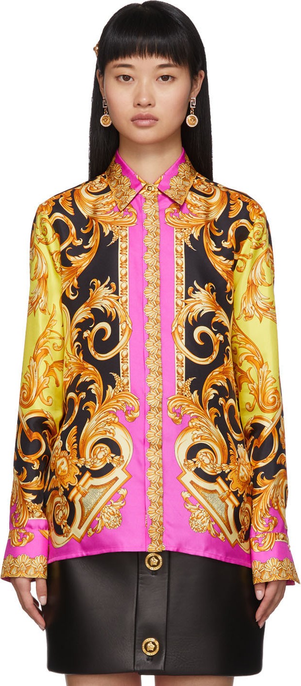 Versace Black & Pink Baroque Shirt